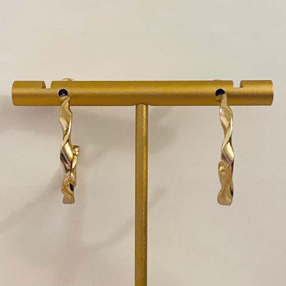 Gold Ruffled Hoop Earrings - Picture 2 of 2